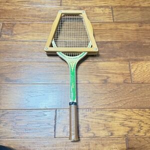 VTG 70s Kmart All Pro Super Wood Tennis Racquet with Spalding Wooden Press Green